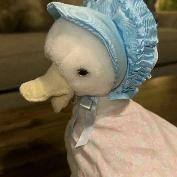 VINTAGE Eden Beatrix Potter Jemima Puddle Duck Plush Stuffed Animal White/Blue - Picture 4 of 16